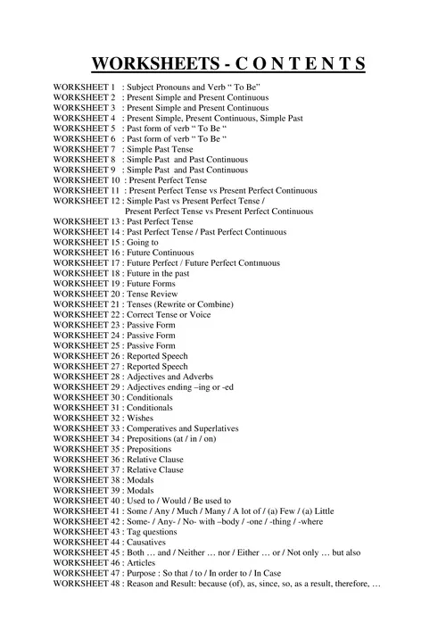 Worksheets pdf
