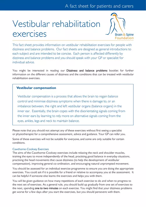 Vestibular Rehabilitation Exercises - Brain & Spine Foundation
