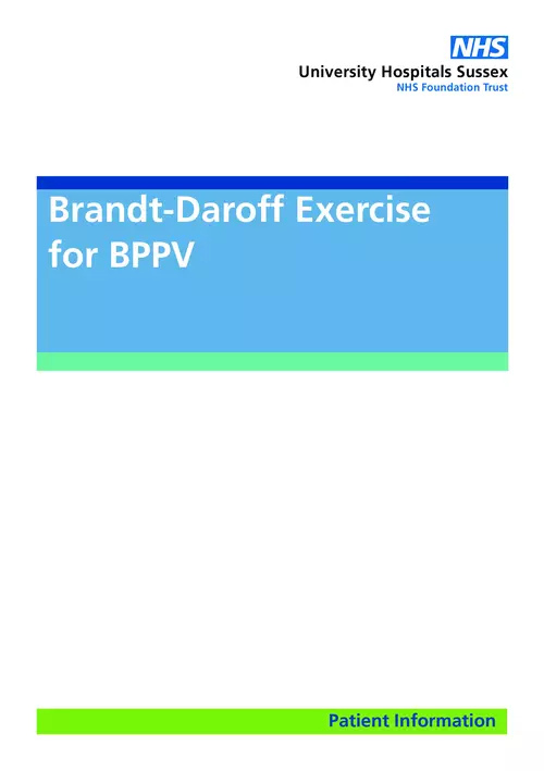 Brandt-Daroff Exercise for BPPV - Brighton and Sussex University