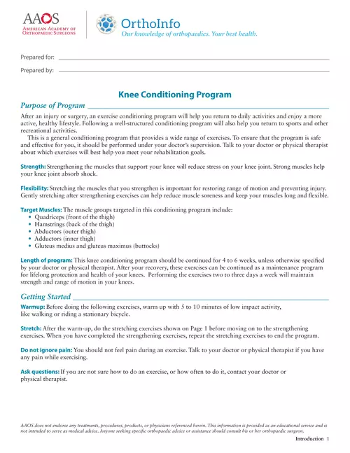  Knee Conditioning Program - OrthoInfo