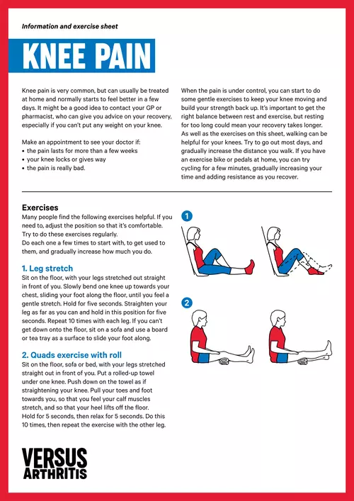  Knee pain exercise sheet. - Versus Arthritis