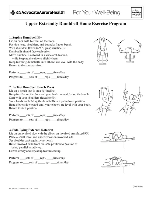 Upper Extremity Dumbbell Home Exercise Program