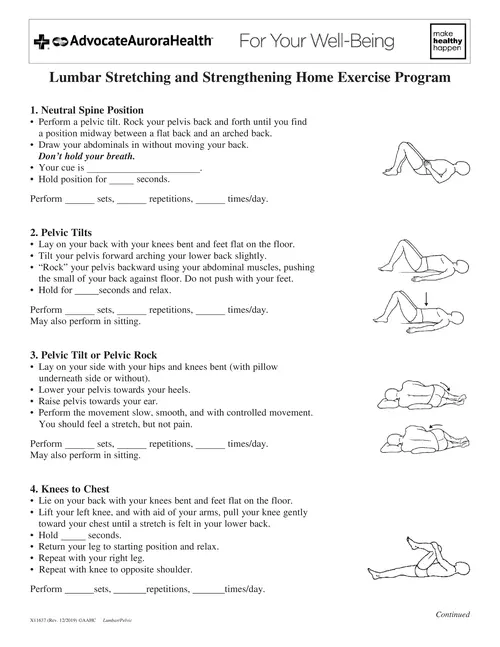  Lumbar Stretching and Strengthening Home Exercise Program