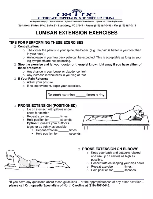  LUMBAR EXTENSION EXERCISES - OrthoNC