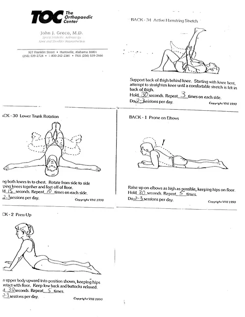 Back Exercises - The Orthopaedic Center