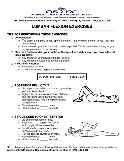 LUMBAR FLEXION EXERCISES - OrthoNC