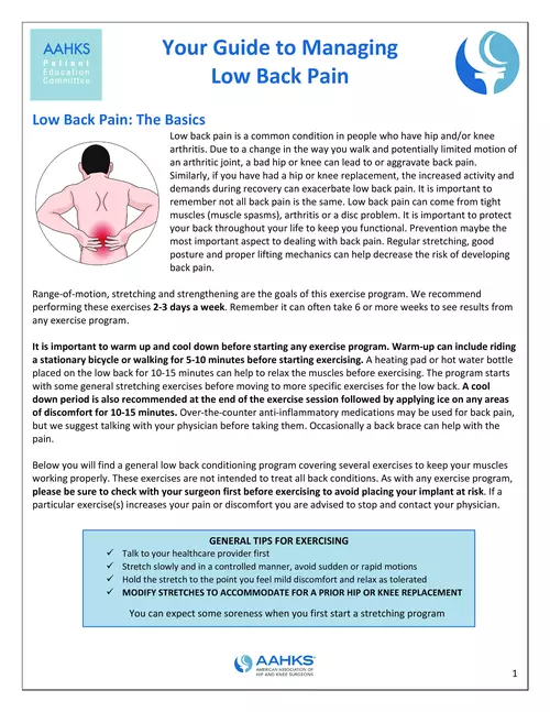 Your Guide to Managing Low Back Pain - American Association of