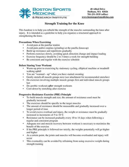  Strength Training for the Knee - Boston Sports Medicine