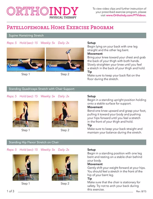  Patellofemoral Home Exercise Program - OrthoIndy