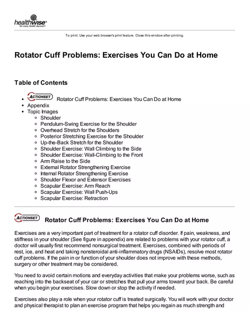 Rotator Cuff Problems: Exercises You Can Do at Home