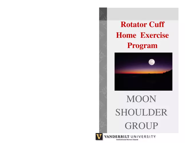Rotator Cuff Home Exercise Program - Vanderbilt University Medical