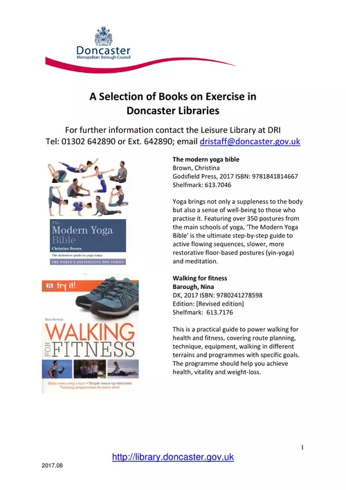 A Selection of Books on Exercise in Doncaster Libraries