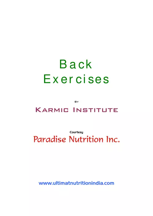 Back Exercises - Ultimate Nutrition